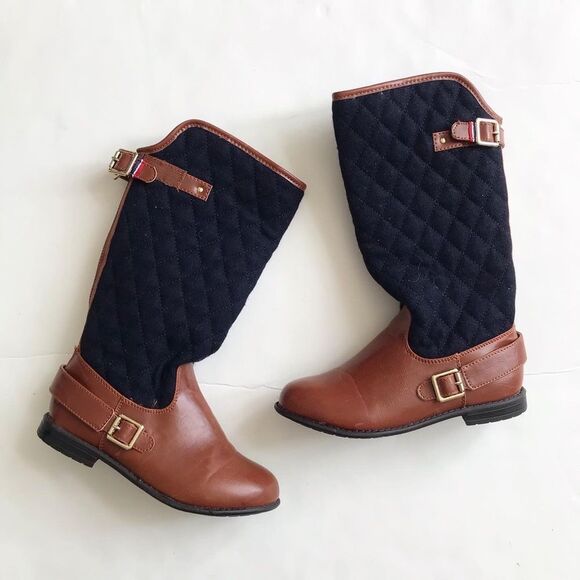 Tommy Hilfiger Andrea quilted riding boots EUC size 2 youth - Picture 1 of 10